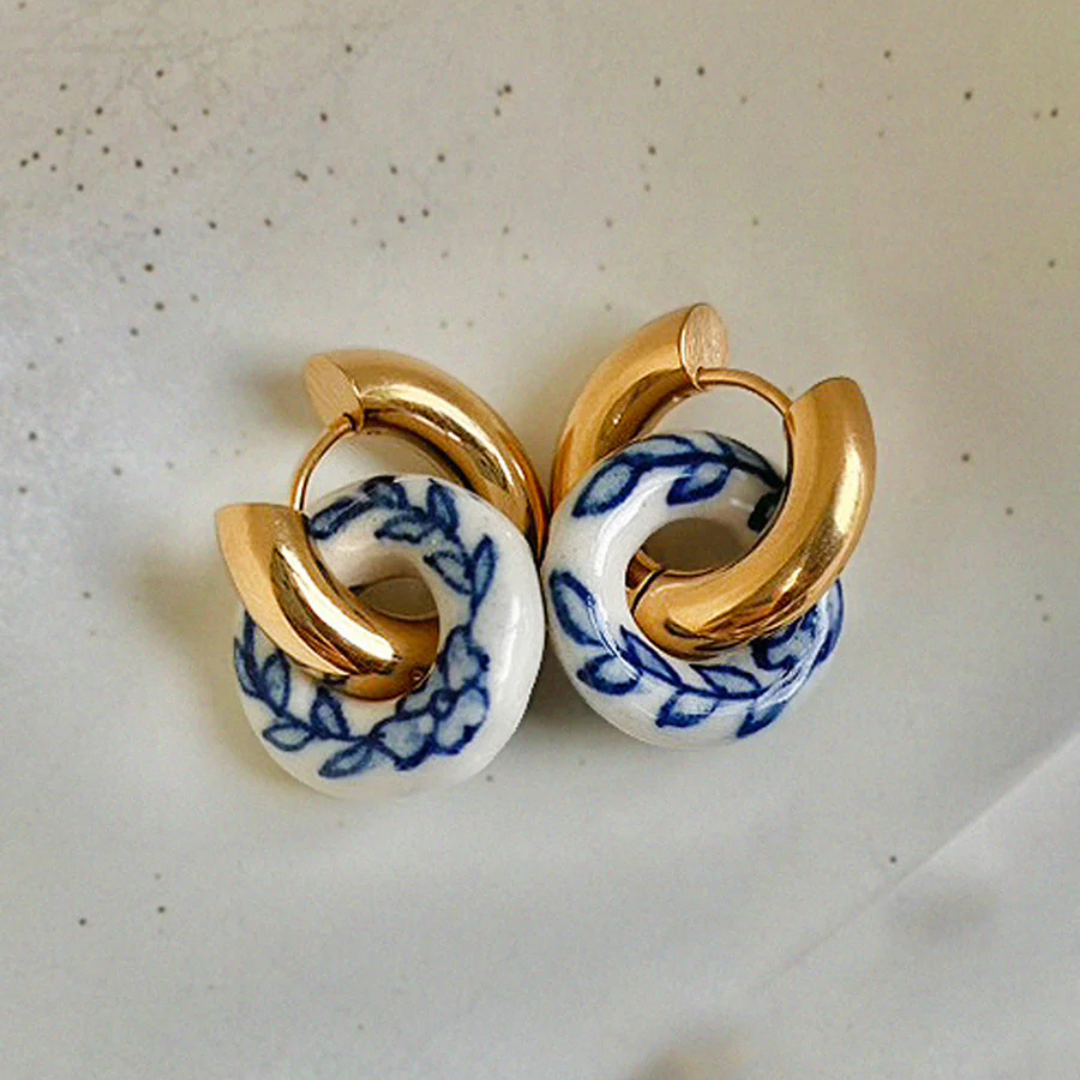 Ceramic Donut Hoop Ohrringe