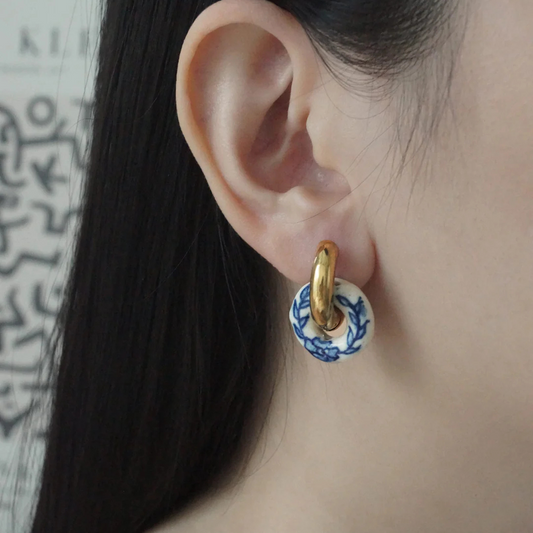 Ceramic Donut Hoop Ohrringe