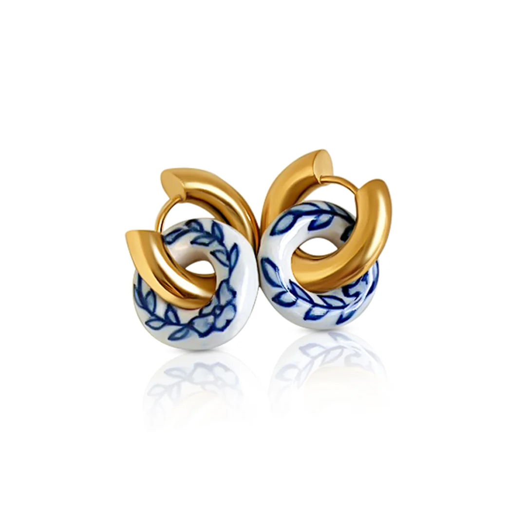 Ceramic Donut Hoop Ohrringe