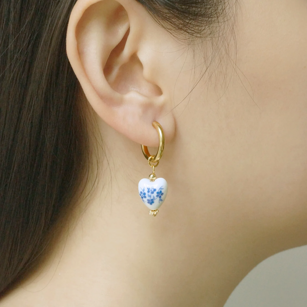 Ceramic Heart Hoop Ohrringe