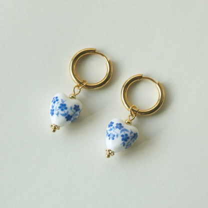 Ceramic Heart Hoop Ohrringe