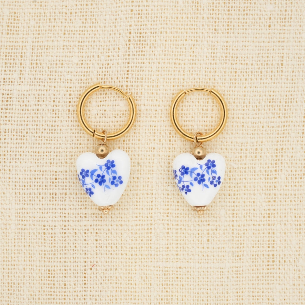 Ceramic Heart Hoop Ohrringe