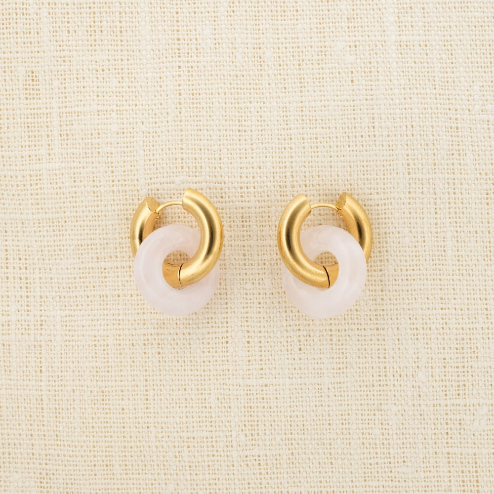 Donut Hoop Ohrringe - Rose Quartz