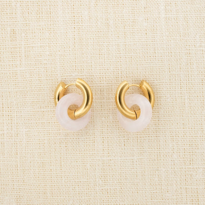 Donut Hoop Ohrringe - Rose Quartz