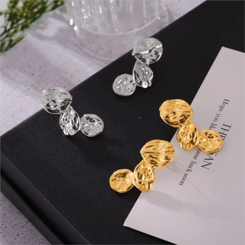 Fashion Fadeless Stainless Steel Earrings for Women Gold Silver Color Women'S Stud Earring Irregular Girls Ear Ring Jewelry Gift